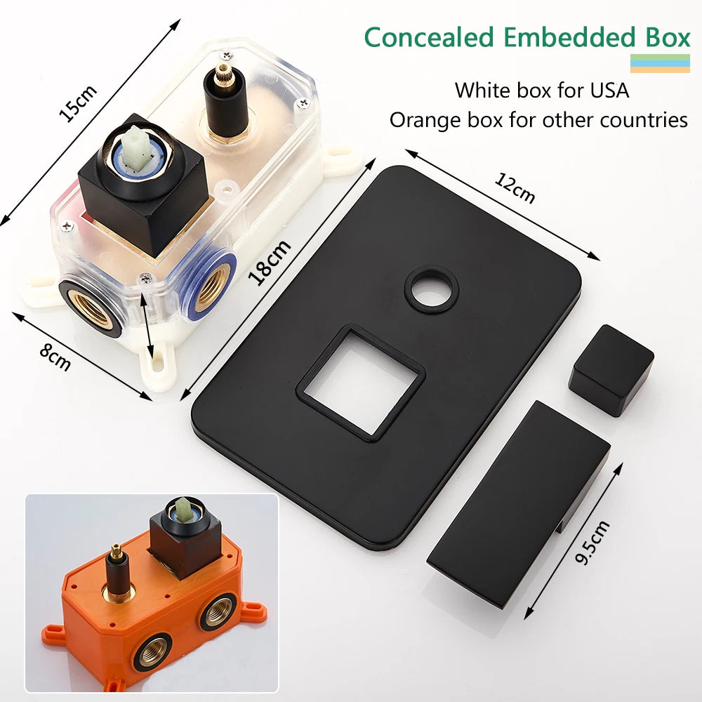 Wall Mounted Rainfall Shower Kit Concealed Embedded Box