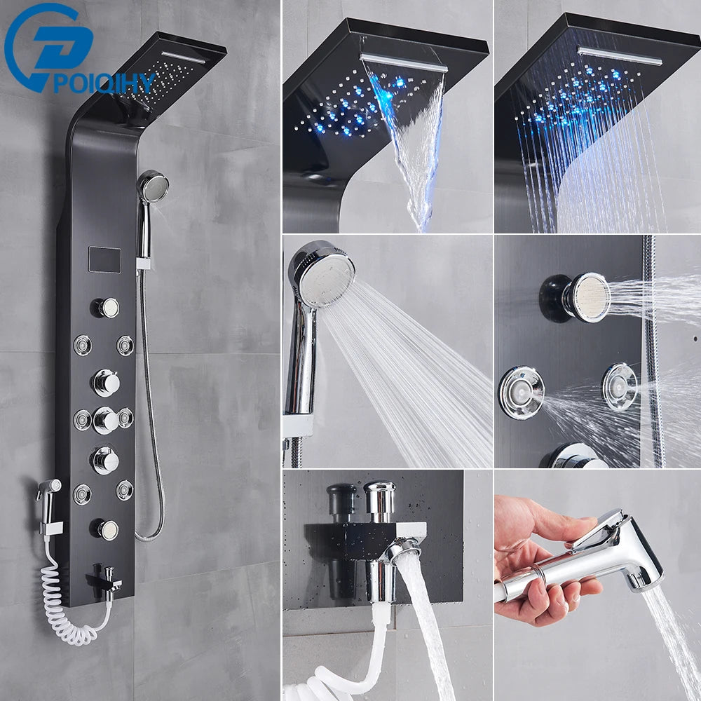 LED Rain Waterfall Shower Column Digital Display