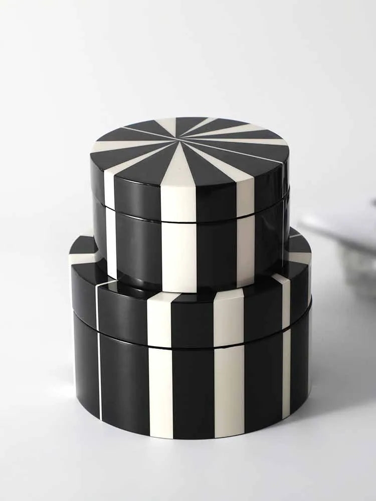 Modern Wooden Paint Black and White Stripes Decor Accessories