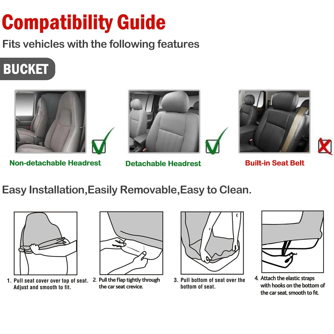 Universal Bucket Car Seat Covers Interior Seat Decoration