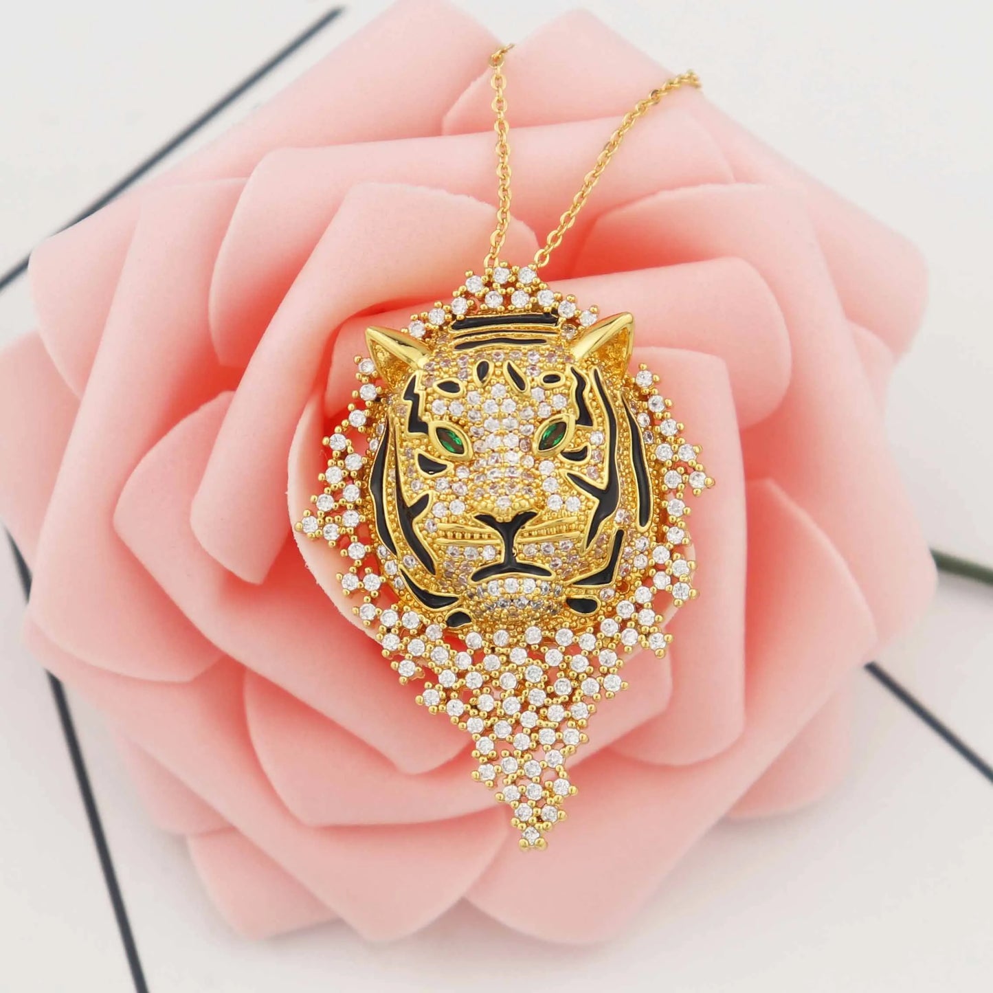 Luxury Fashion Tiger head Pendant Earrings Jewelry Set