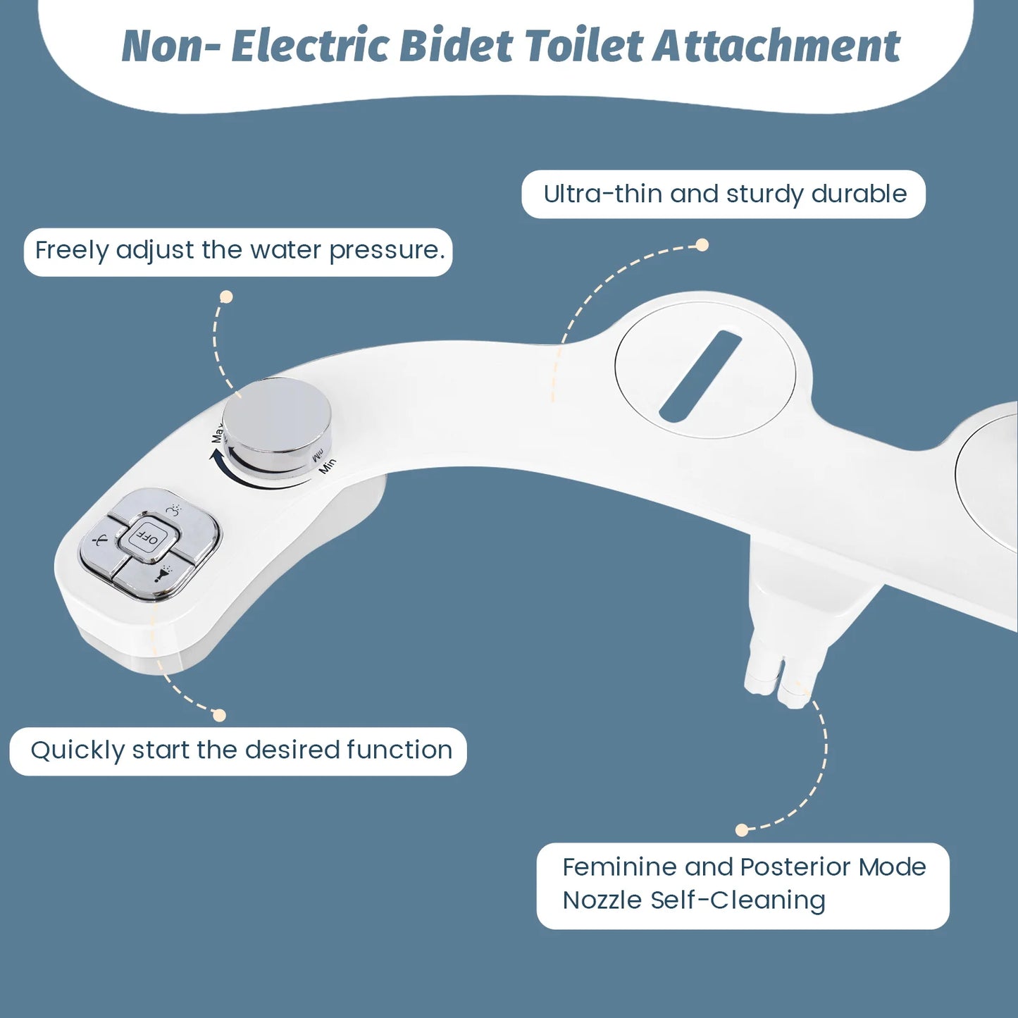 New Bidet Toilet Seat Attachment Ultra-Thin 3 Functions