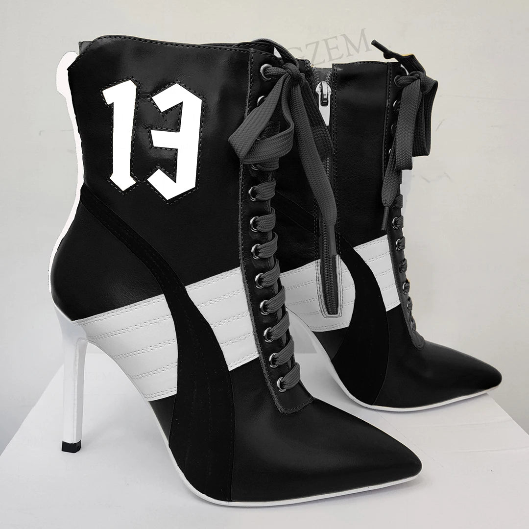 Ankle Boots Leather Lace Up