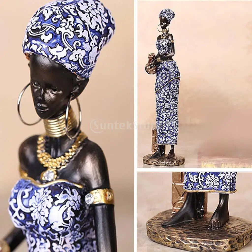 2pcs/Set Resin African Lady Figurines