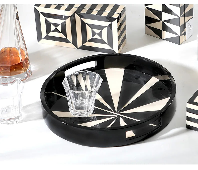 Modern Wooden Paint Black and White Stripes Decor Accessories