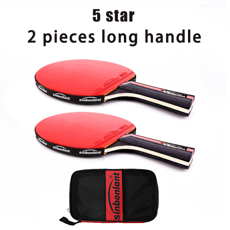 Professional Tennis Table Racket Short Long Handle Carbon Blade Rubber