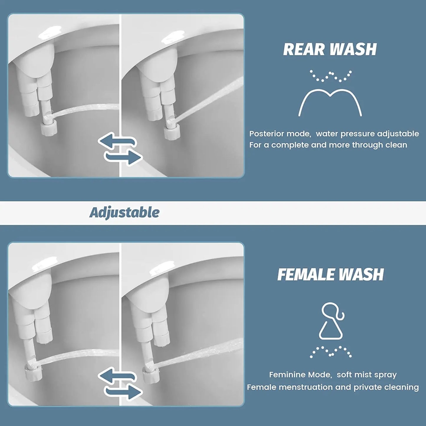 New Bidet Toilet Seat Attachment Ultra-Thin 3 Functions