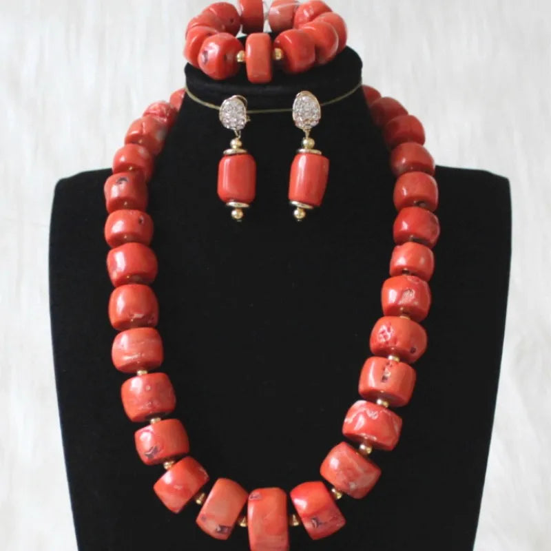 Dudo Nature Coral Jewelry Set For Women Nigerian