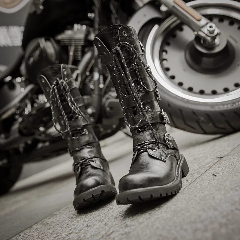 PU Leather Motorcycle Boots