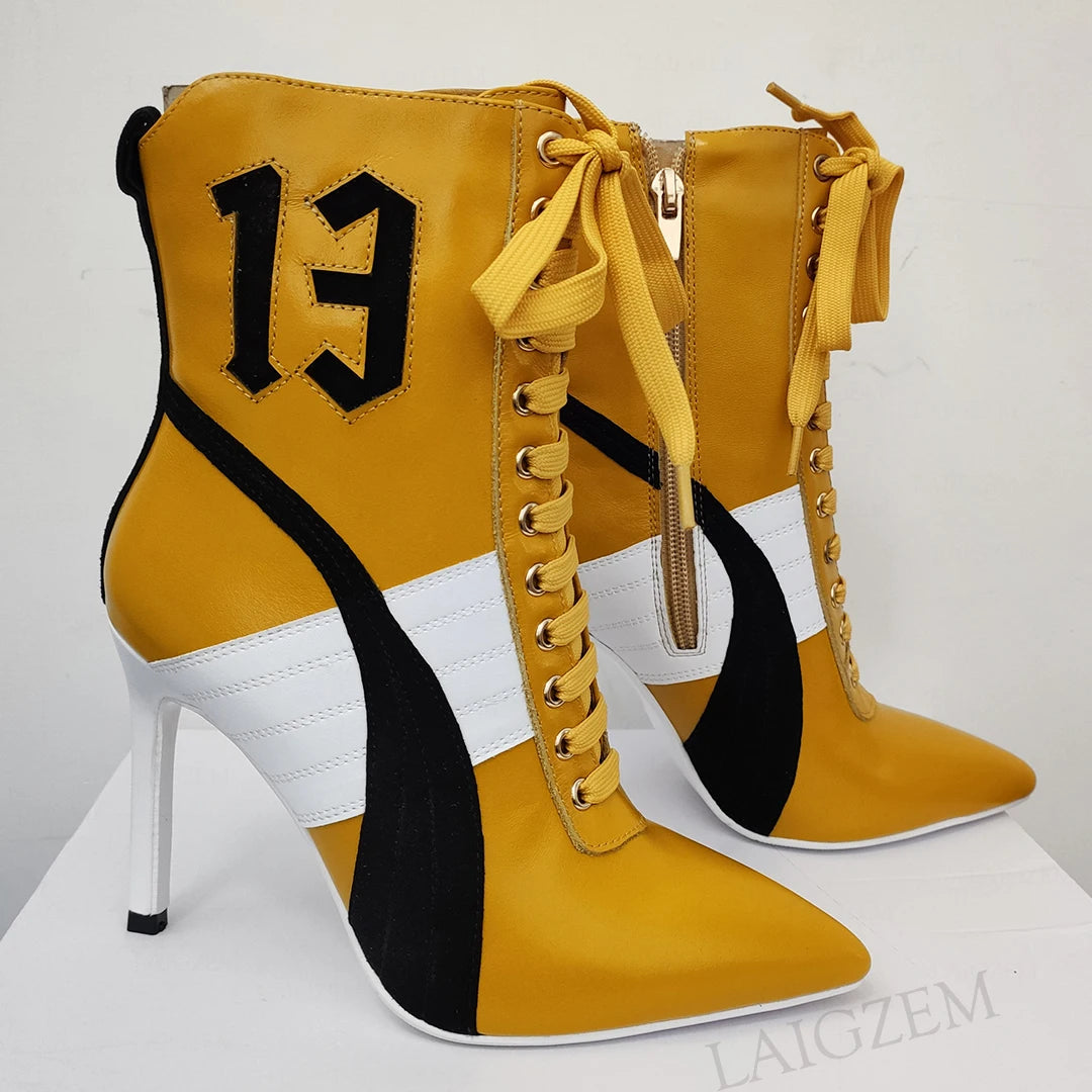 Ankle Boots Leather Lace Up