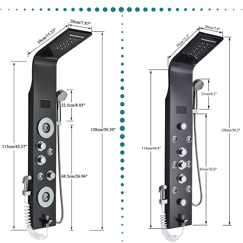 LED Rain Waterfall Shower Column Digital Display
