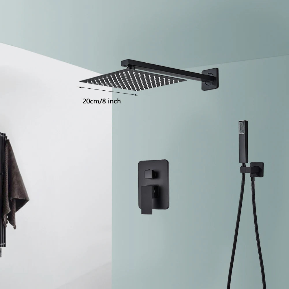 Wall Mounted Rainfall Shower Kit Concealed Embedded Box