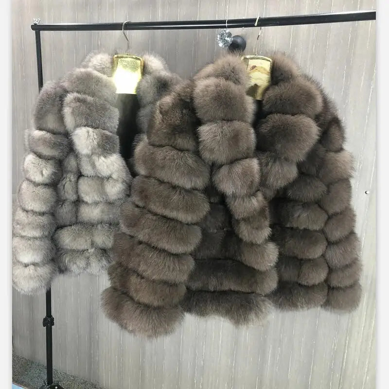 Real Fox Fur Coat Women Vest Detachable