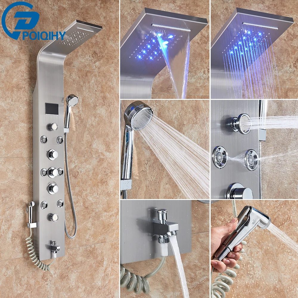 LED Rain Waterfall Shower Column Digital Display