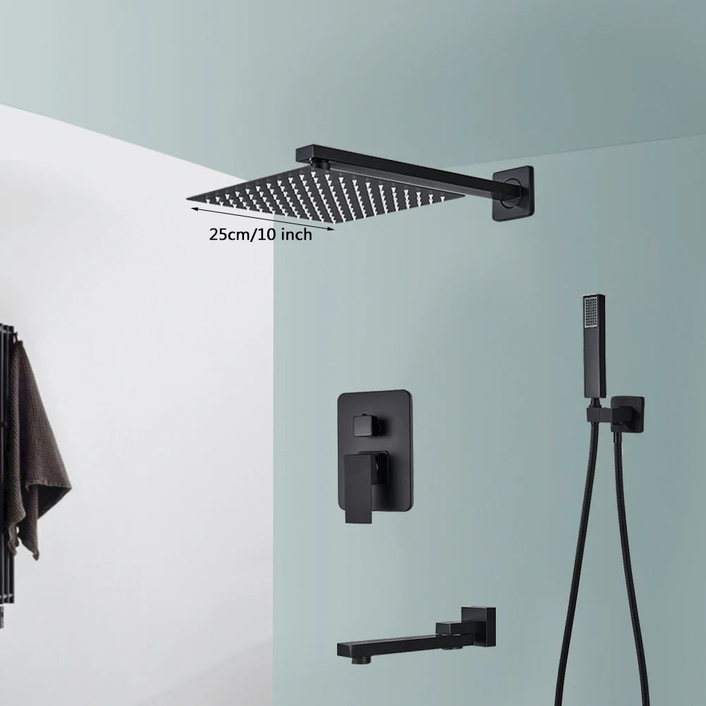 Wall Mounted Rainfall Shower Kit Concealed Embedded Box