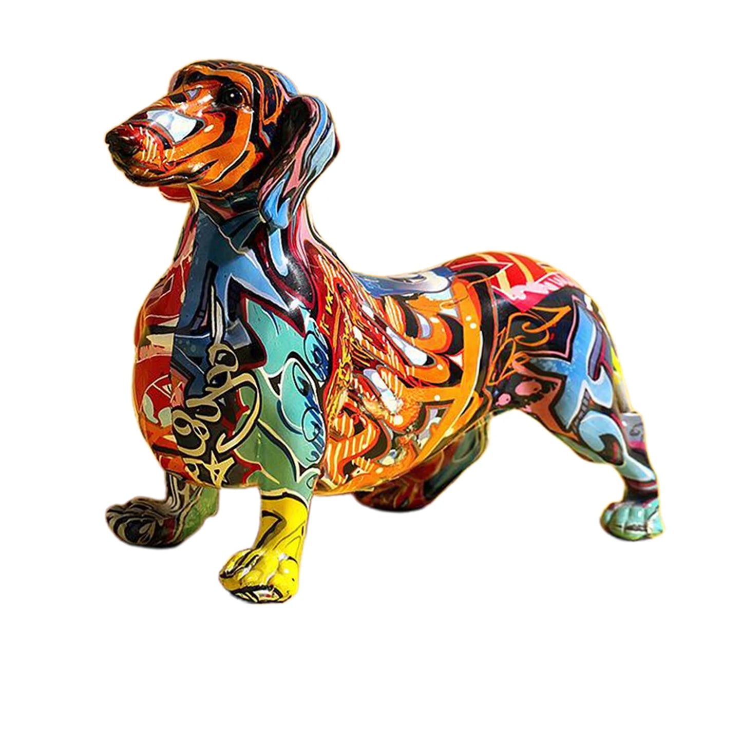 Painted Colorful Dachshund Dog Decor Home