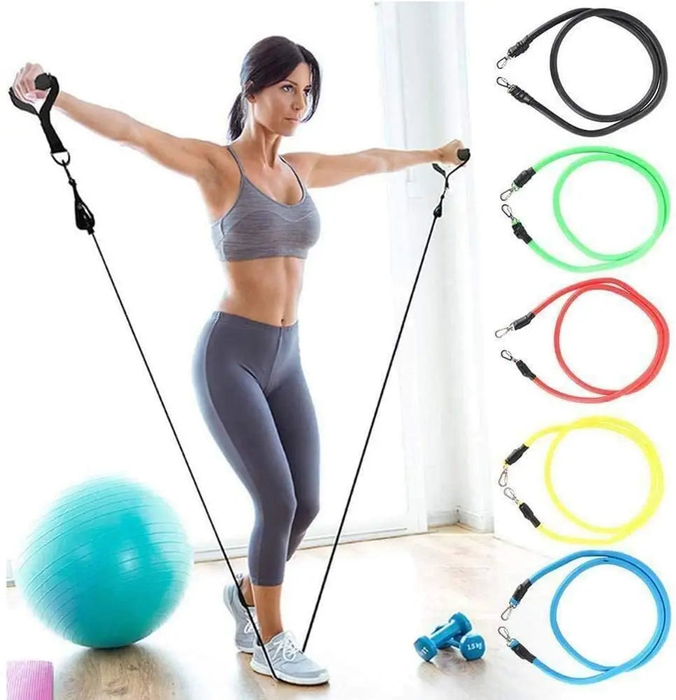 Latex Resistance Pull Band Rope for Pilates, Yoga, CrossFit, 11PCs