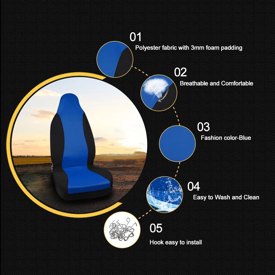 Universal Bucket Car Seat Covers Interior Seat Decoration