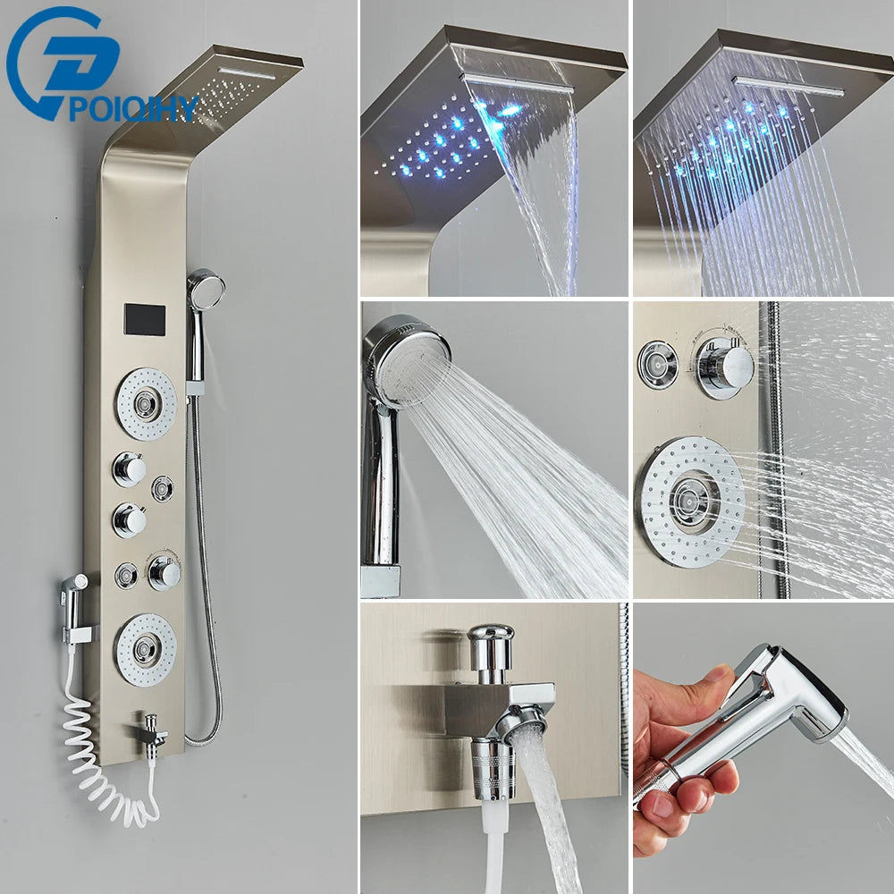 LED Rain Waterfall Shower Column Digital Display