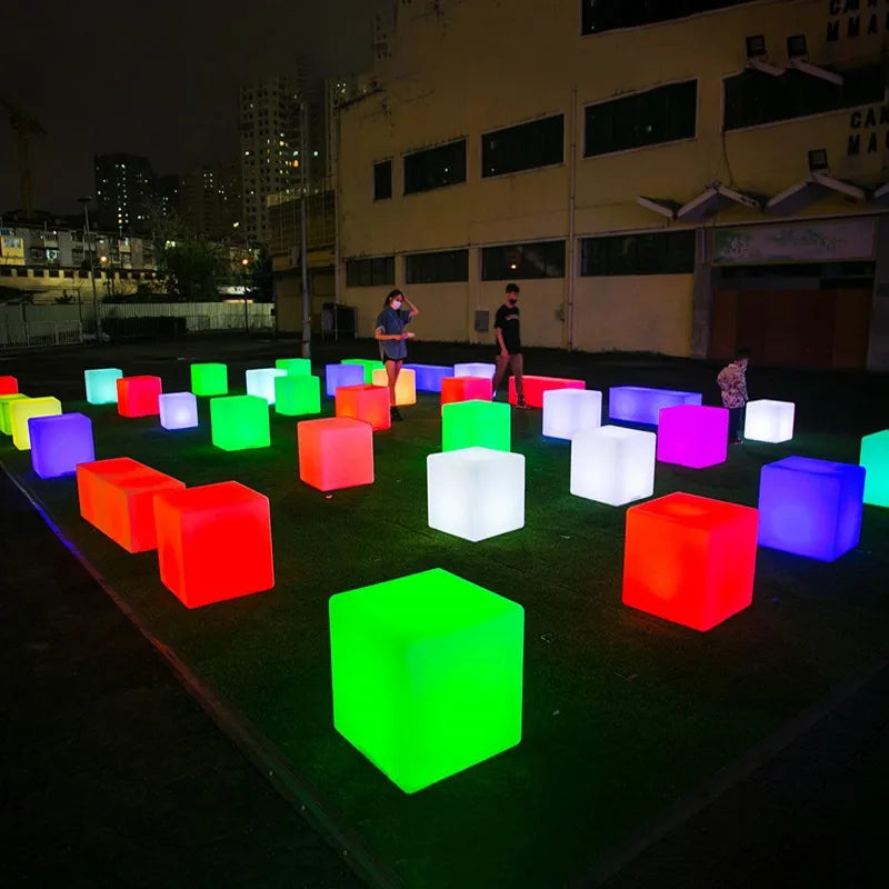 Outdoor Waterproof Cube Seat Rechargeable LED Chair RGB Remote