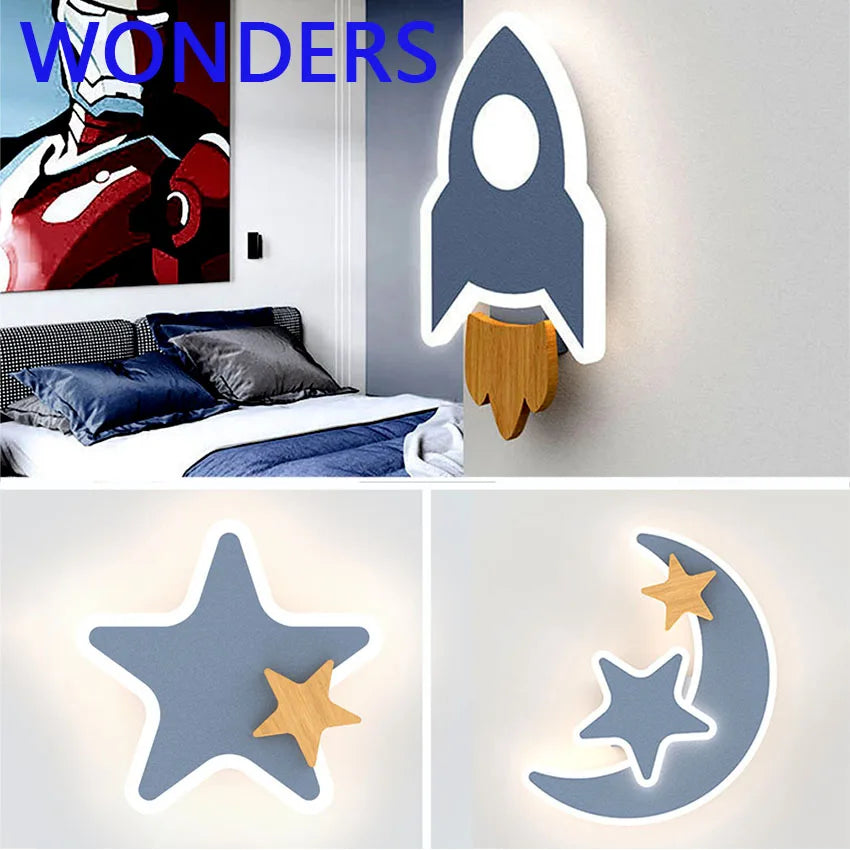 LED Rocket Wall Lamp for Bedroom Kid's Room