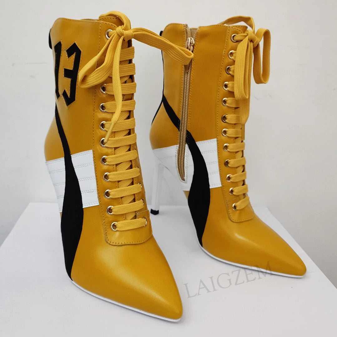 Ankle Boots Leather Lace Up