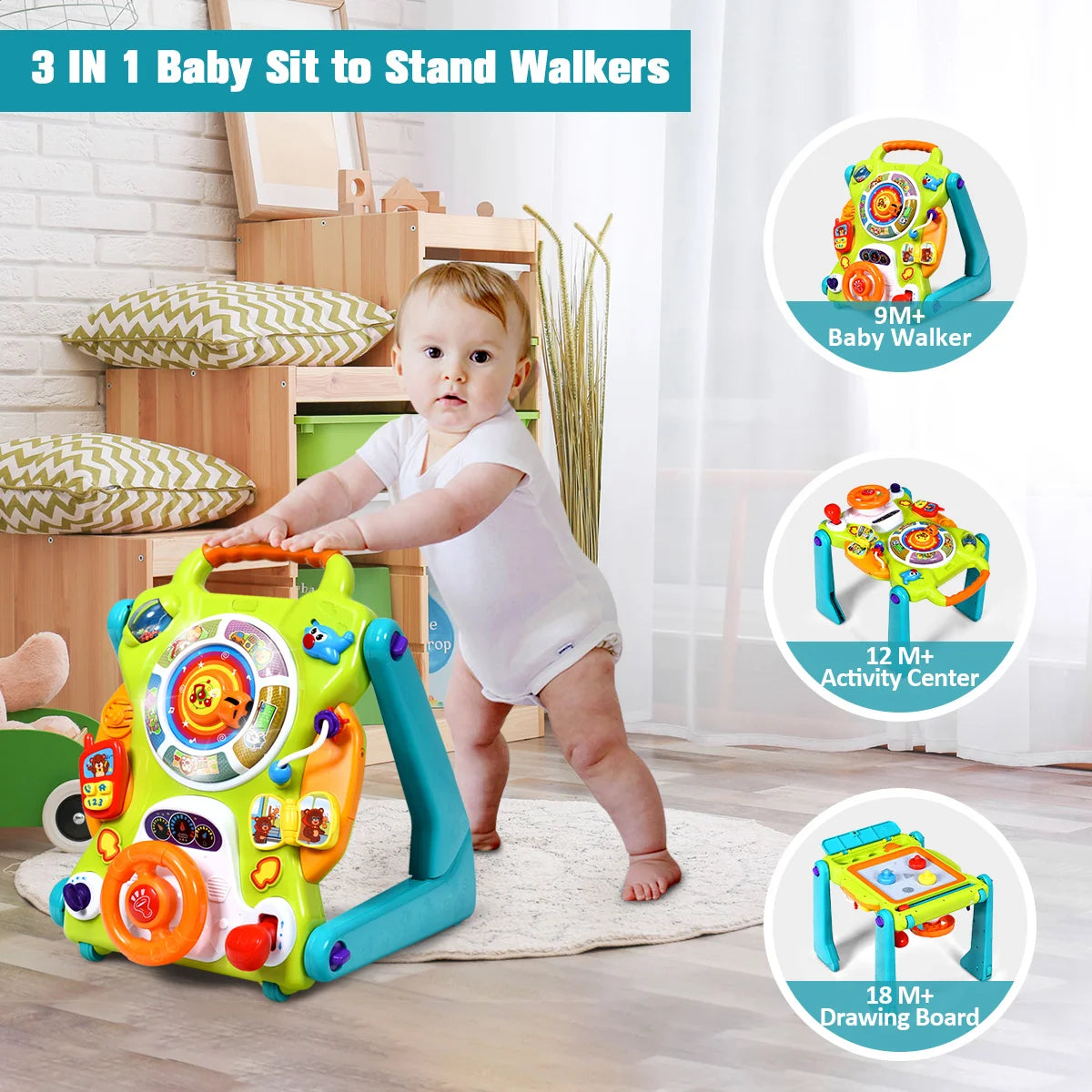 3 in1 Sit to Stand Learning Walker