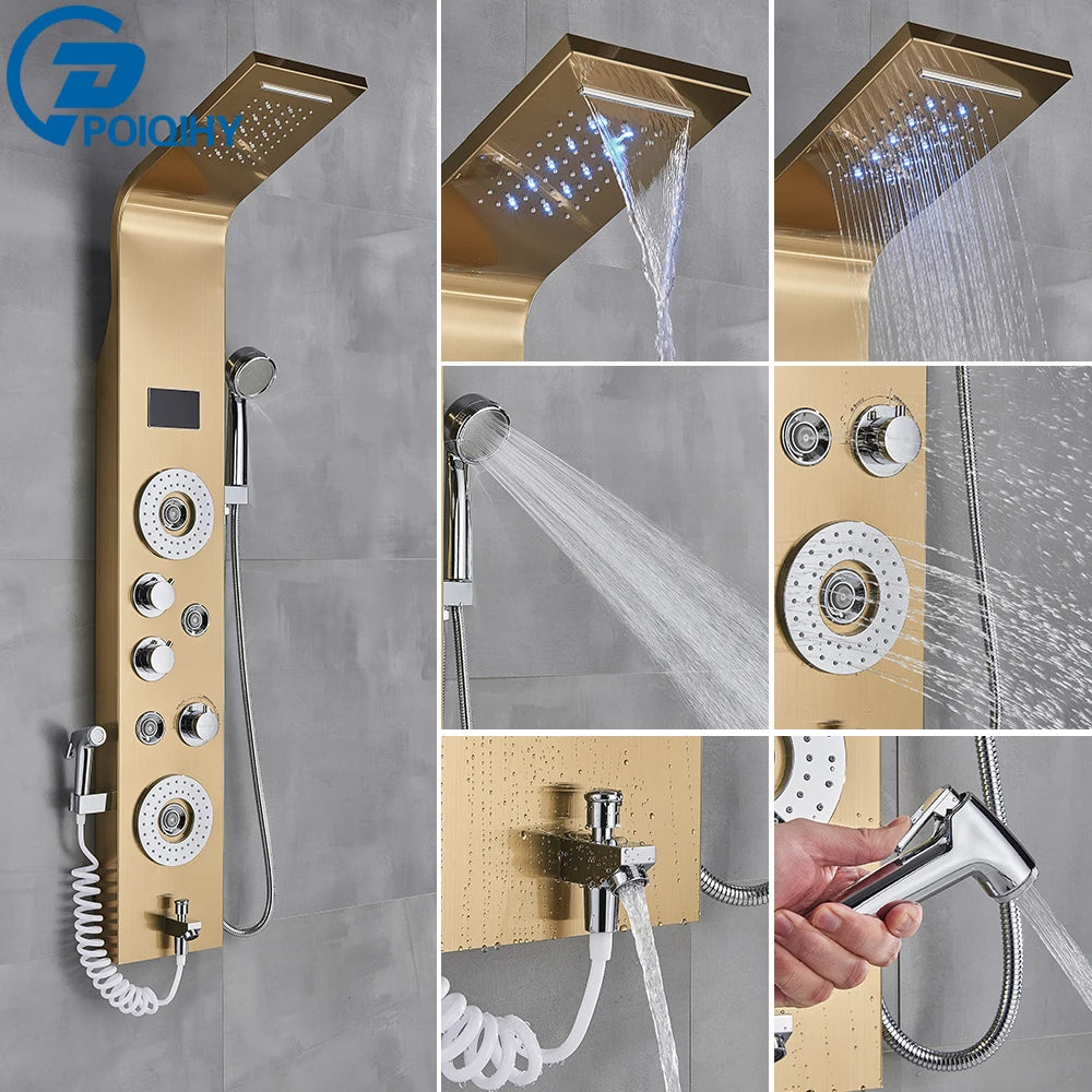 LED Rain Waterfall Shower Column Digital Display