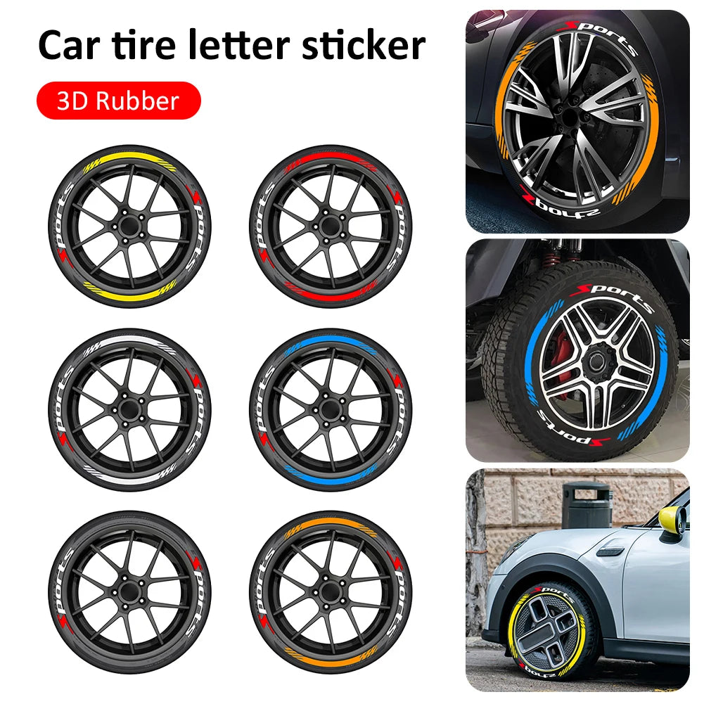 3D Letter Rubber Tire Wheel Stickers