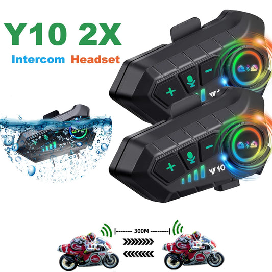 2X Wireless Bluetooth 5.3 Motorcycle Helmet Headset Waterprooof