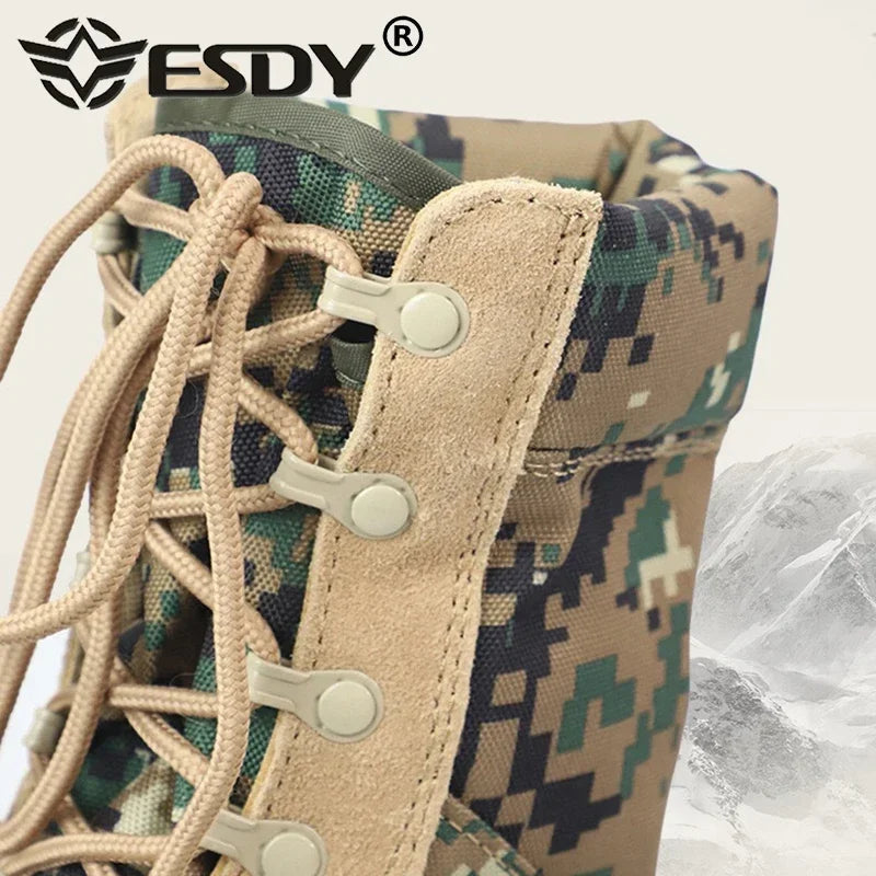 Camouflage Genuine Leather Panama Soles Tactical Combat Boots