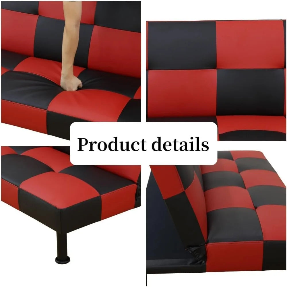 Futon Sofa Bed Convertible Faux Leather