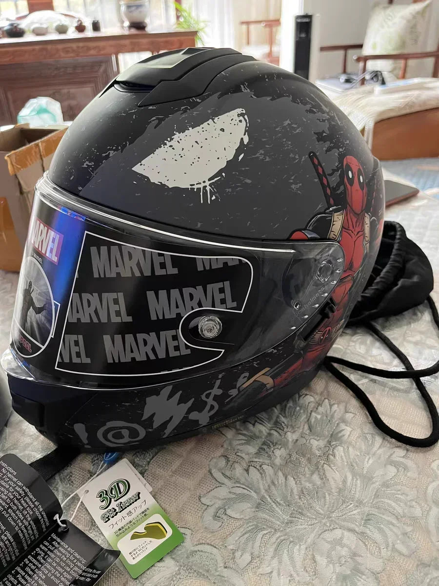 Marvel Motorcycle Helmet Deadpool Iron Man Spiderman Full Face
