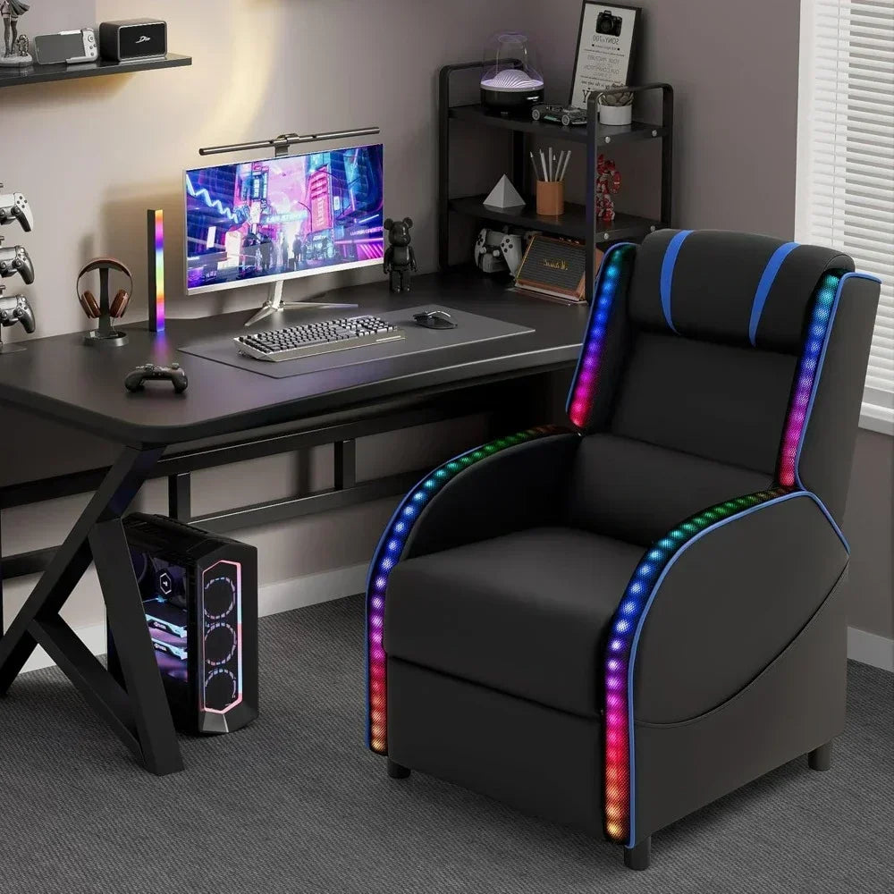 LED Gaming Massage Recliner Chair Racing Style