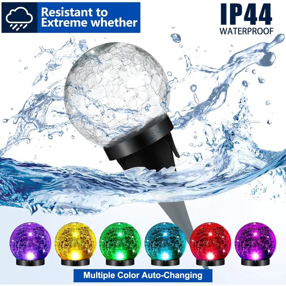 6 Pcs Extra Large Solar Globe Lights Outdoor Multi-Color