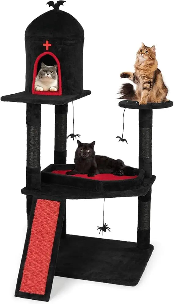 Gothic-Inspired Cat Tree Tower with Scratching Posts