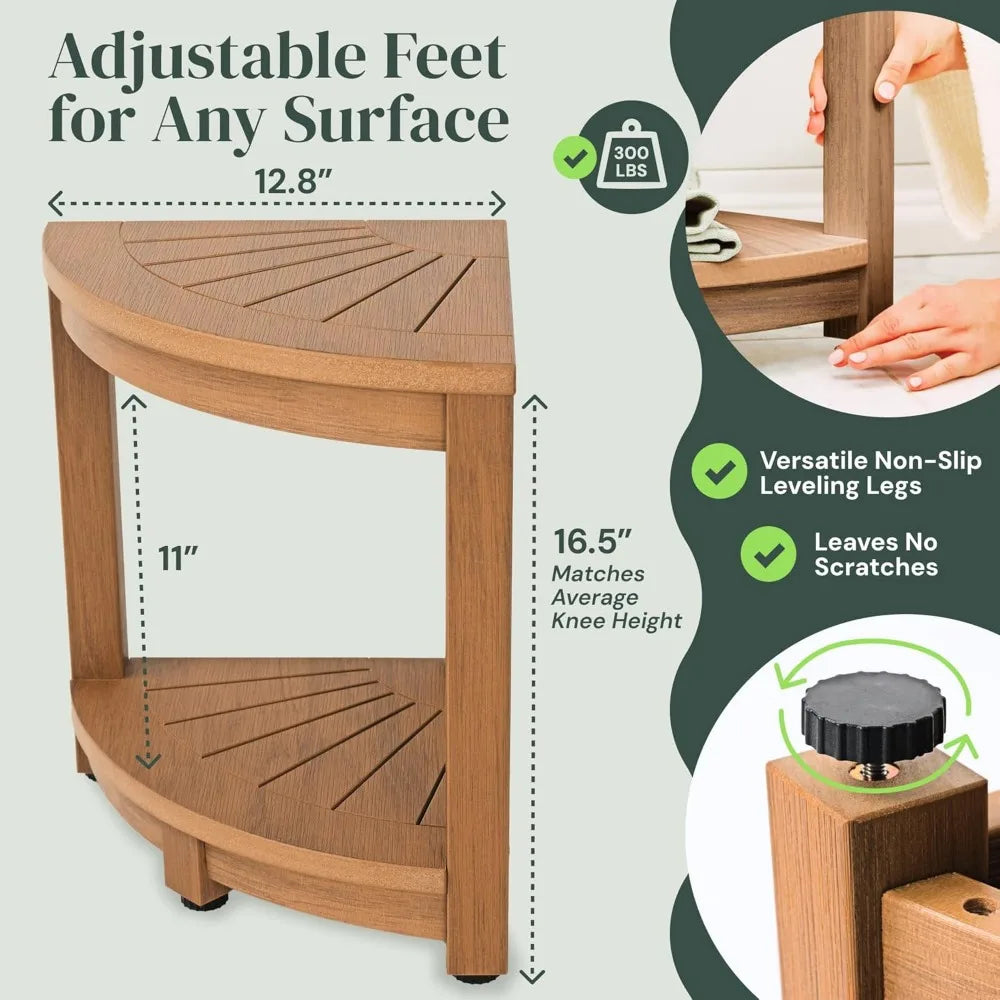 Brown Waterproof Shower Bench for Shaving Legs & to Sit On