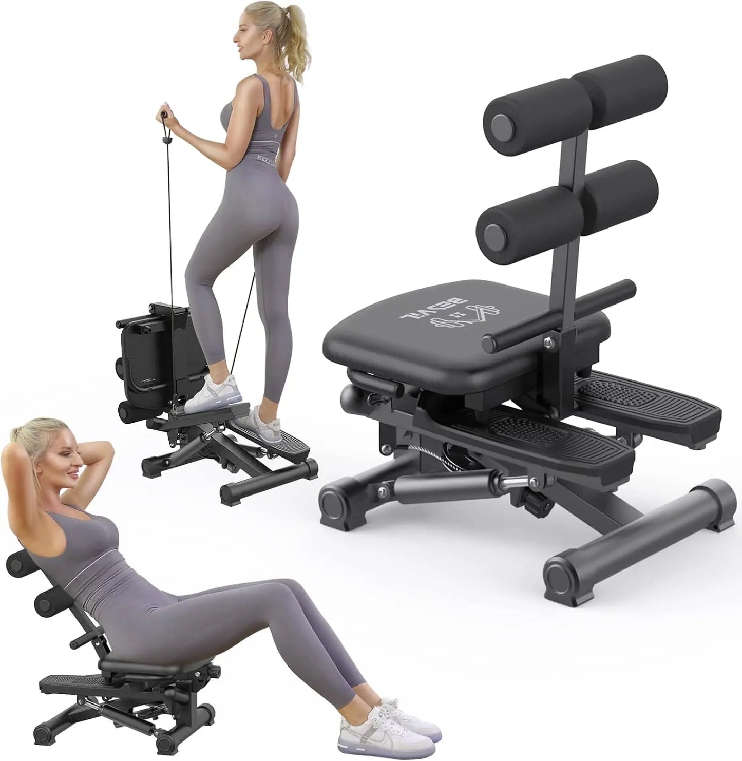 Stair Stepper with Resistance Bands AB Workout Machine