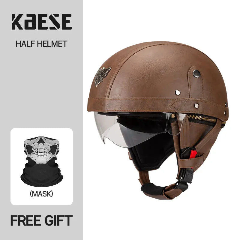 Vintage Half Face Motorcycle Helmet Unisex