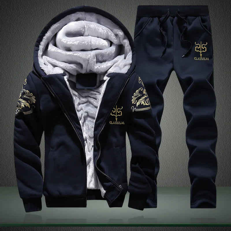 Men's Hooded Jacket Pants Two-Piece Set