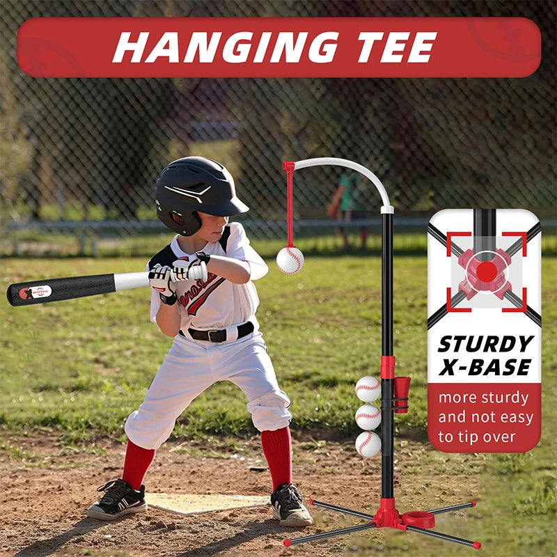 3 in 1 T Ball Set for Kids Baseball with Hanging Tee
