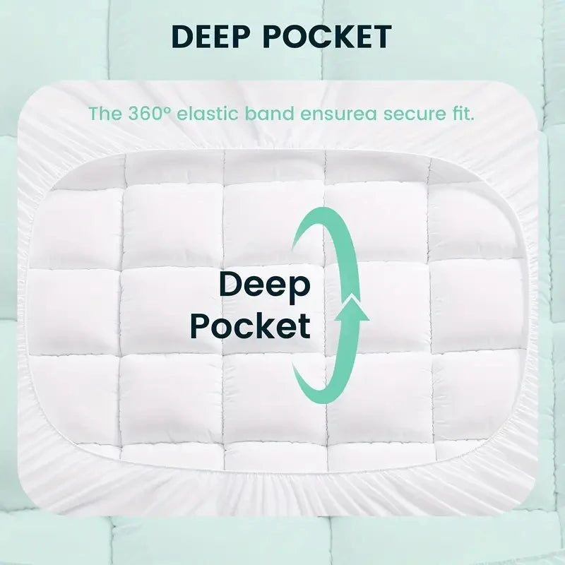 Extra Thick Mattress Topper Cooling Breathable Machine Washable