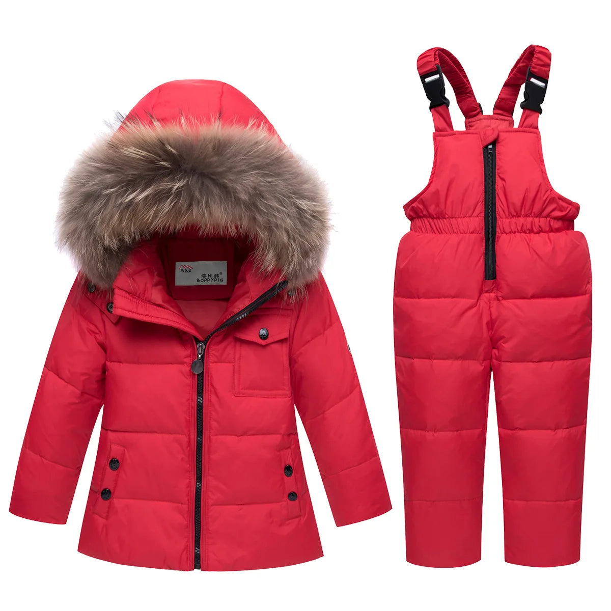 Winter Clothes Set Warm Down Jacket Coat + Overalls