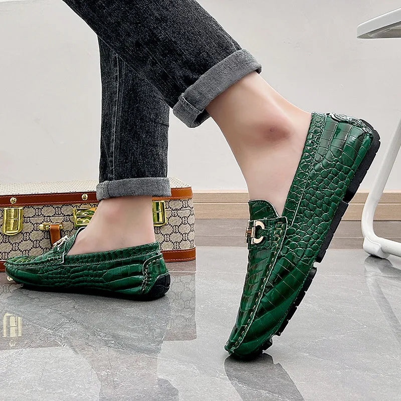 High Quality Snakeskin Leather Mens Loafers