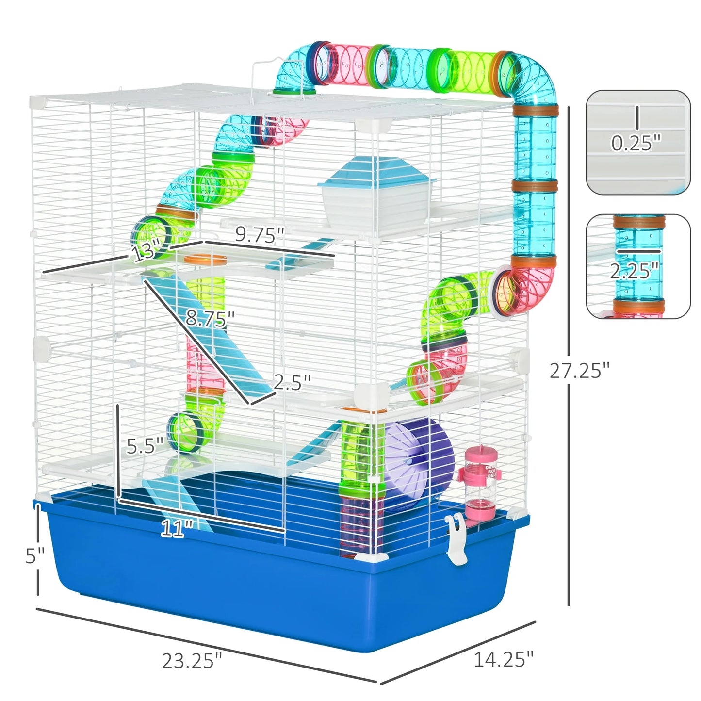 Extra Large 23" Hamster Cage with Tubes and Tunnels