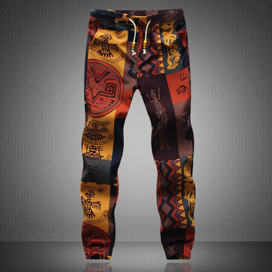 Fashion Spring Men Floral Print Joggers