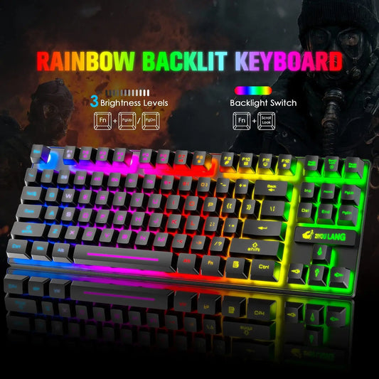 Wireless Gaming Rainbow Keyboard and Mouse Combo