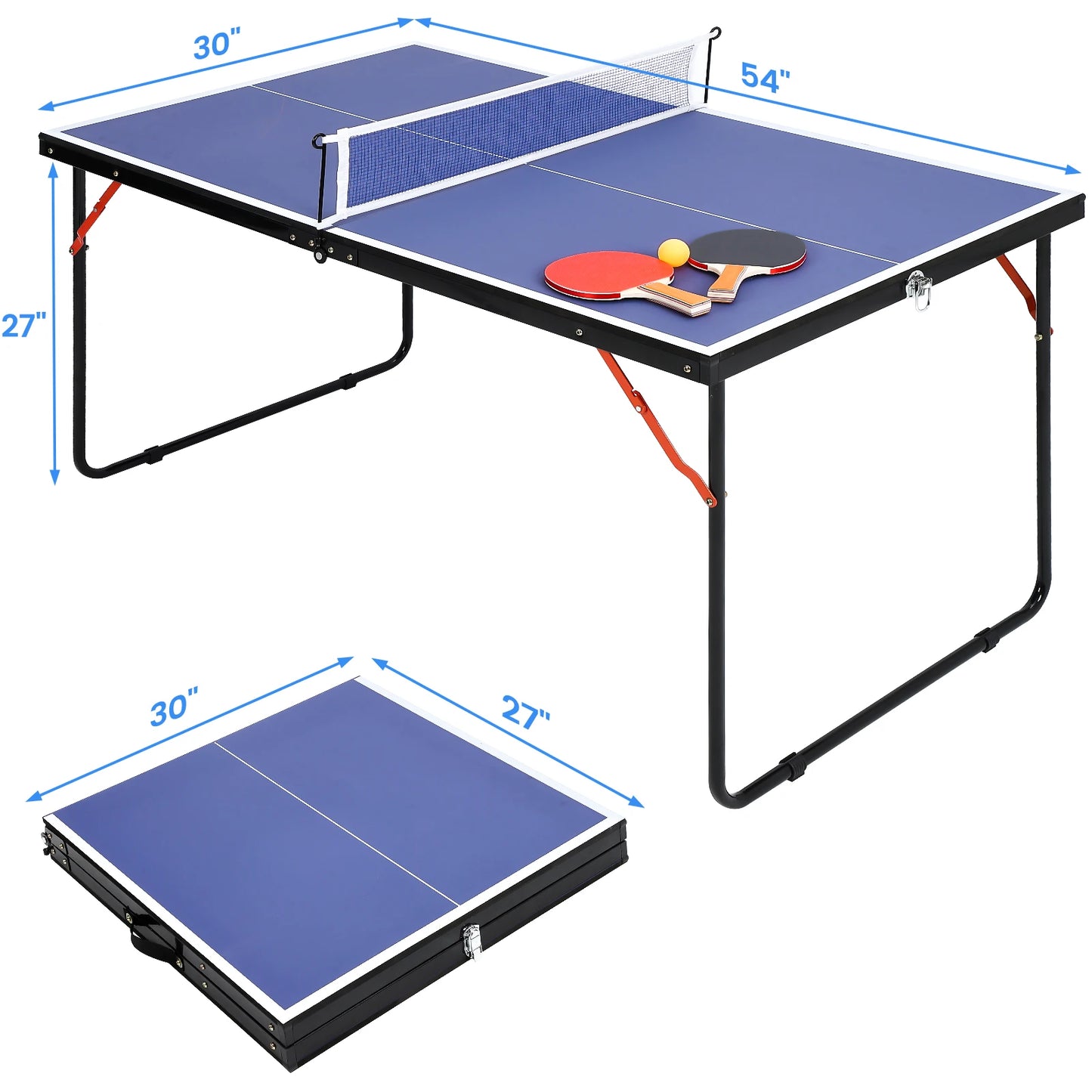 Ping Pong Table, Foldable, with Net and 2 Ping Pong Paddles and 3 Balls