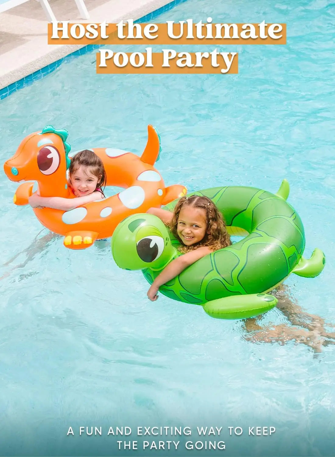 3-Pack Inflatable Pool Floats Dinosaur Sea Turtle Dolphin