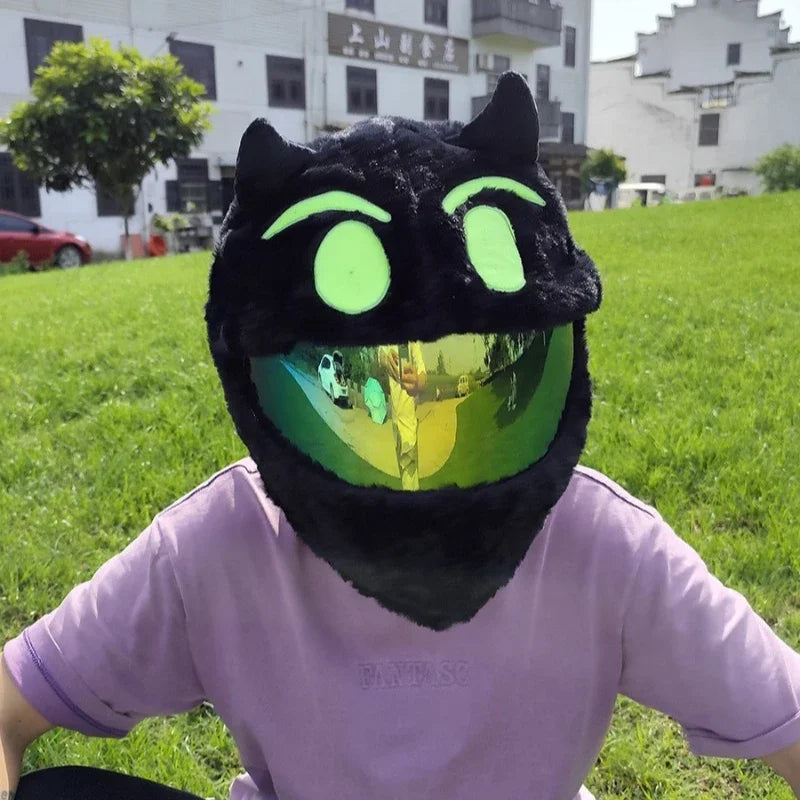 Cartoon Motorcycle Helmet Cover Fluffy Plush